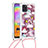 Coque Silicone Housse Etui Gel Bling-Bling avec Laniere Strap S02 pour Samsung Galaxy A31 Rouge