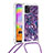 Coque Silicone Housse Etui Gel Bling-Bling avec Laniere Strap S02 pour Samsung Galaxy A31 Violet