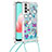 Coque Silicone Housse Etui Gel Bling-Bling avec Laniere Strap S02 pour Samsung Galaxy A32 4G Bleu Ciel
