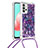 Coque Silicone Housse Etui Gel Bling-Bling avec Laniere Strap S02 pour Samsung Galaxy A32 4G Violet