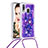 Coque Silicone Housse Etui Gel Bling-Bling avec Laniere Strap S02 pour Samsung Galaxy A40 Violet