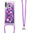 Coque Silicone Housse Etui Gel Bling-Bling avec Laniere Strap S02 pour Samsung Galaxy A40s Violet