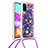 Coque Silicone Housse Etui Gel Bling-Bling avec Laniere Strap S02 pour Samsung Galaxy A41 Petit