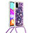 Coque Silicone Housse Etui Gel Bling-Bling avec Laniere Strap S02 pour Samsung Galaxy A41 Violet