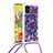 Coque Silicone Housse Etui Gel Bling-Bling avec Laniere Strap S02 pour Samsung Galaxy A51 4G Violet
