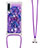 Coque Silicone Housse Etui Gel Bling-Bling avec Laniere Strap S02 pour Samsung Galaxy A7 (2018) A750 Violet