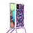 Coque Silicone Housse Etui Gel Bling-Bling avec Laniere Strap S02 pour Samsung Galaxy A71 4G A715 Violet