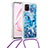 Coque Silicone Housse Etui Gel Bling-Bling avec Laniere Strap S02 pour Samsung Galaxy A81 Bleu