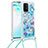 Coque Silicone Housse Etui Gel Bling-Bling avec Laniere Strap S02 pour Samsung Galaxy A91 Bleu Ciel