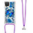 Coque Silicone Housse Etui Gel Bling-Bling avec Laniere Strap S02 pour Samsung Galaxy F12 Petit