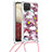 Coque Silicone Housse Etui Gel Bling-Bling avec Laniere Strap S02 pour Samsung Galaxy F12 Petit