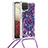 Coque Silicone Housse Etui Gel Bling-Bling avec Laniere Strap S02 pour Samsung Galaxy F12 Petit