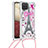 Coque Silicone Housse Etui Gel Bling-Bling avec Laniere Strap S02 pour Samsung Galaxy F12 Petit