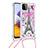 Coque Silicone Housse Etui Gel Bling-Bling avec Laniere Strap S02 pour Samsung Galaxy F42 5G Mixte