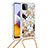 Coque Silicone Housse Etui Gel Bling-Bling avec Laniere Strap S02 pour Samsung Galaxy F42 5G Or