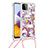 Coque Silicone Housse Etui Gel Bling-Bling avec Laniere Strap S02 pour Samsung Galaxy F42 5G Petit