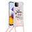 Coque Silicone Housse Etui Gel Bling-Bling avec Laniere Strap S02 pour Samsung Galaxy F42 5G Petit