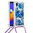 Coque Silicone Housse Etui Gel Bling-Bling avec Laniere Strap S02 pour Samsung Galaxy M01 Core Bleu