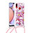 Coque Silicone Housse Etui Gel Bling-Bling avec Laniere Strap S02 pour Samsung Galaxy M01s Rouge