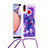 Coque Silicone Housse Etui Gel Bling-Bling avec Laniere Strap S02 pour Samsung Galaxy M01s Violet