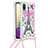 Coque Silicone Housse Etui Gel Bling-Bling avec Laniere Strap S02 pour Samsung Galaxy M02 Mixte