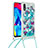 Coque Silicone Housse Etui Gel Bling-Bling avec Laniere Strap S02 pour Samsung Galaxy M10 Bleu Ciel