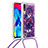 Coque Silicone Housse Etui Gel Bling-Bling avec Laniere Strap S02 pour Samsung Galaxy M10 Violet