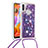 Coque Silicone Housse Etui Gel Bling-Bling avec Laniere Strap S02 pour Samsung Galaxy M11 Violet