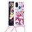 Coque Silicone Housse Etui Gel Bling-Bling avec Laniere Strap S02 pour Samsung Galaxy M21 Petit