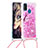 Coque Silicone Housse Etui Gel Bling-Bling avec Laniere Strap S02 pour Samsung Galaxy M21 Rose Rouge