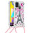 Coque Silicone Housse Etui Gel Bling-Bling avec Laniere Strap S02 pour Samsung Galaxy M21s Petit