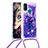 Coque Silicone Housse Etui Gel Bling-Bling avec Laniere Strap S02 pour Samsung Galaxy M30s Violet