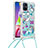 Coque Silicone Housse Etui Gel Bling-Bling avec Laniere Strap S02 pour Samsung Galaxy M51 Bleu Ciel