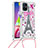 Coque Silicone Housse Etui Gel Bling-Bling avec Laniere Strap S02 pour Samsung Galaxy M51 Petit