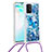 Coque Silicone Housse Etui Gel Bling-Bling avec Laniere Strap S02 pour Samsung Galaxy M80S Bleu