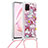Coque Silicone Housse Etui Gel Bling-Bling avec Laniere Strap S02 pour Samsung Galaxy Note 10 Lite Rouge