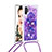 Coque Silicone Housse Etui Gel Bling-Bling avec Laniere Strap S02 pour Samsung Galaxy Note 10 Plus 5G Violet