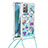 Coque Silicone Housse Etui Gel Bling-Bling avec Laniere Strap S02 pour Samsung Galaxy Note 20 5G Bleu Ciel