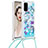 Coque Silicone Housse Etui Gel Bling-Bling avec Laniere Strap S02 pour Samsung Galaxy S20 Bleu Ciel