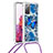 Coque Silicone Housse Etui Gel Bling-Bling avec Laniere Strap S02 pour Samsung Galaxy S20 FE (2022) 5G Bleu