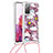 Coque Silicone Housse Etui Gel Bling-Bling avec Laniere Strap S02 pour Samsung Galaxy S20 FE 4G Rouge