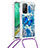Coque Silicone Housse Etui Gel Bling-Bling avec Laniere Strap S02 pour Xiaomi Mi 10T 5G Bleu
