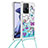 Coque Silicone Housse Etui Gel Bling-Bling avec Laniere Strap S02 pour Xiaomi Mi 11T 5G Bleu Ciel