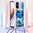 Coque Silicone Housse Etui Gel Bling-Bling avec Laniere Strap S02 pour Xiaomi Redmi 12C 4G Bleu