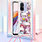 Coque Silicone Housse Etui Gel Bling-Bling avec Laniere Strap S02 pour Xiaomi Redmi 12C 4G Rouge