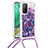 Coque Silicone Housse Etui Gel Bling-Bling avec Laniere Strap S02 pour Xiaomi Redmi K30S 5G Violet