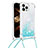 Coque Silicone Housse Etui Gel Bling-Bling avec Laniere Strap S03 pour Apple iPhone 13 Pro Bleu Ciel