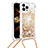 Coque Silicone Housse Etui Gel Bling-Bling avec Laniere Strap S03 pour Apple iPhone 13 Pro Or