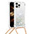 Coque Silicone Housse Etui Gel Bling-Bling avec Laniere Strap S03 pour Apple iPhone 13 Pro Petit