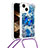 Coque Silicone Housse Etui Gel Bling-Bling avec Laniere Strap S03 pour Apple iPhone 14 Plus Bleu